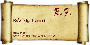 Rády Fanni névjegykártya